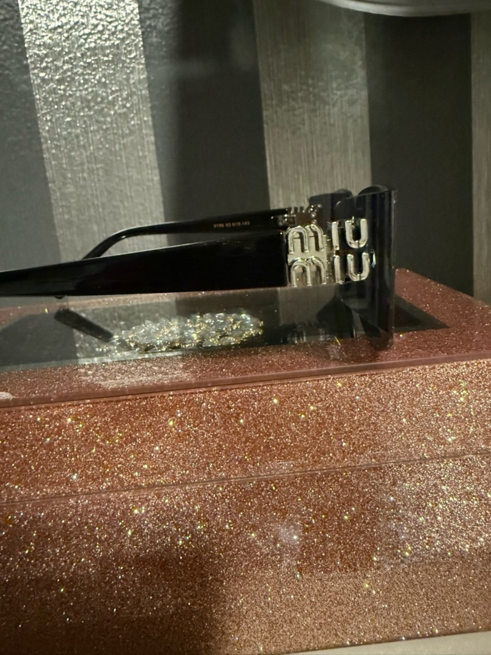 Miu Miu Black Rimless Sunglasses with Gold Bridge - Picture 2 of 2